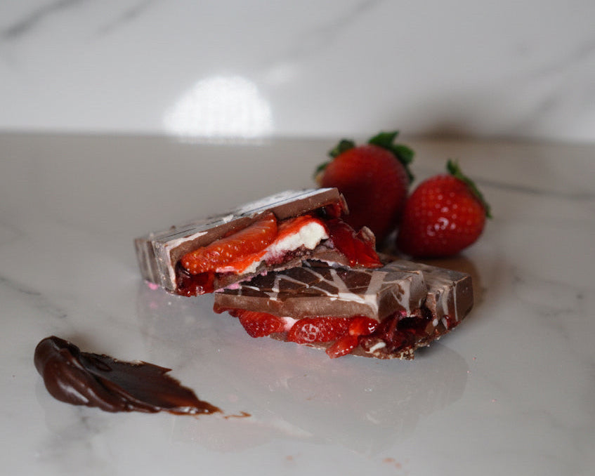 Strawberry Kissed Crème Stuffed Chocolate Bar