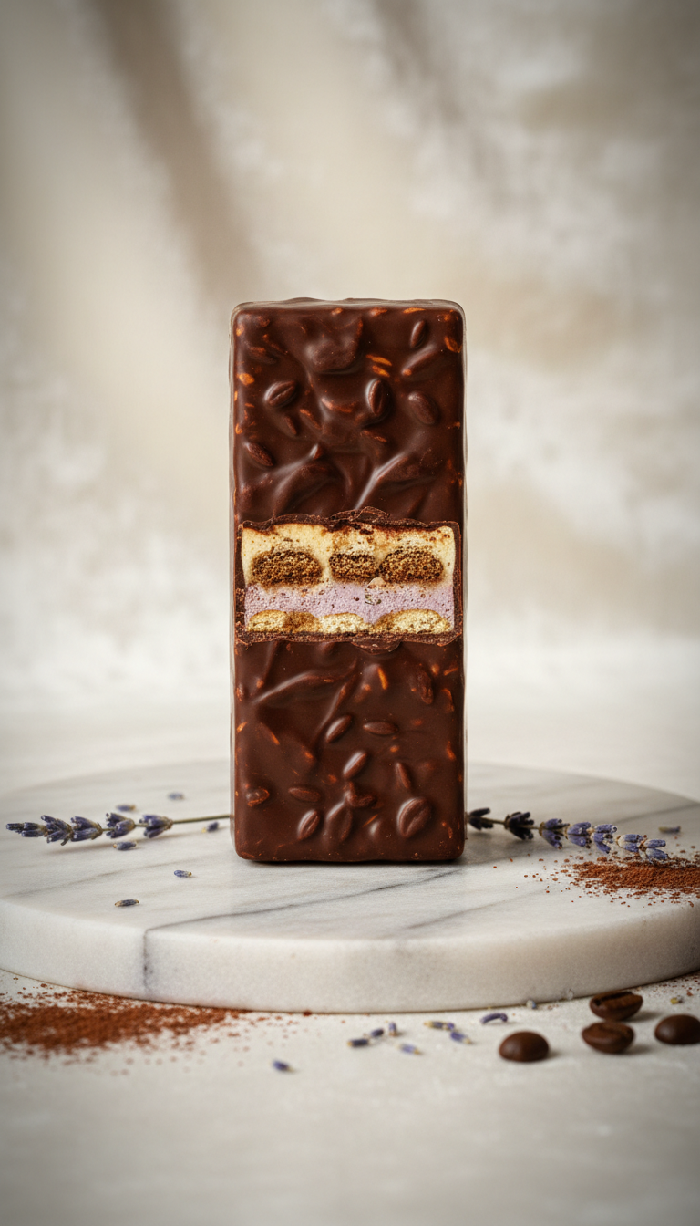 Tiramisu Lavender-Filled Chocolate Bar